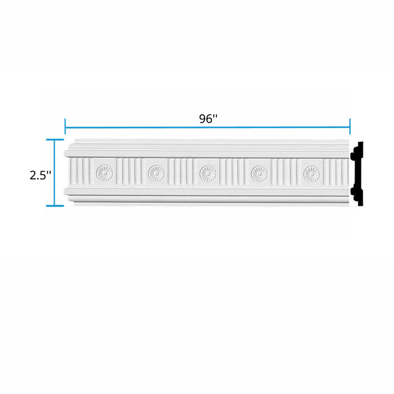 White Ornate Urethane Crown Moulding 2.5'' H x 96'' W