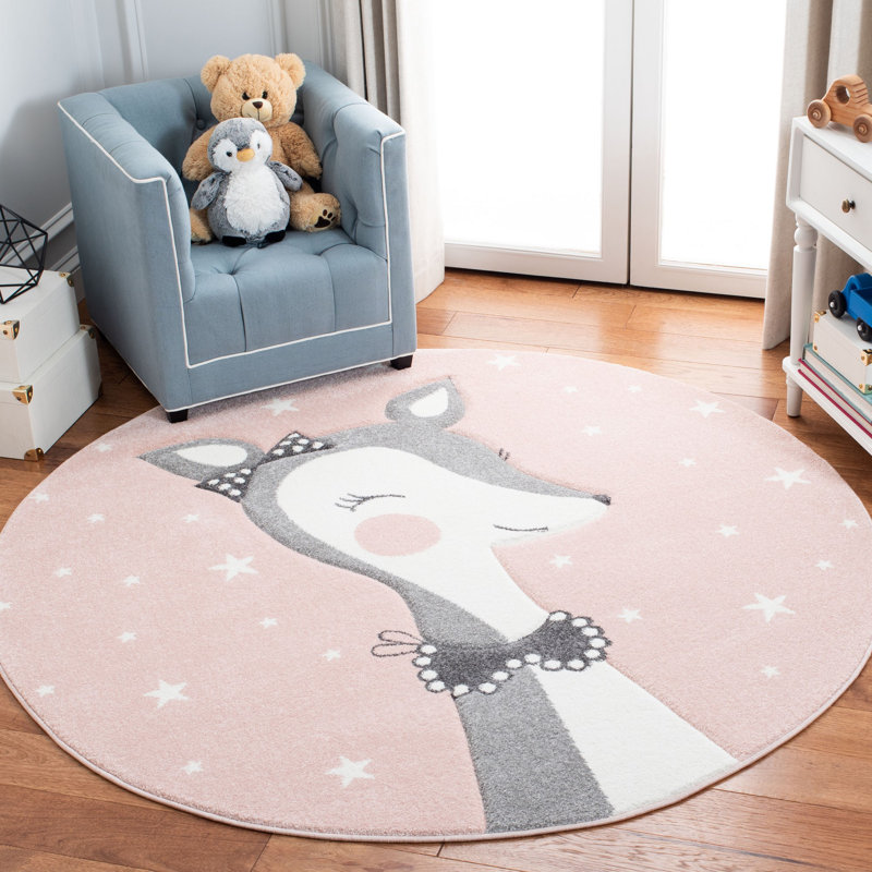 Tapis rose pour enfant Gabor, Rond 4 pi