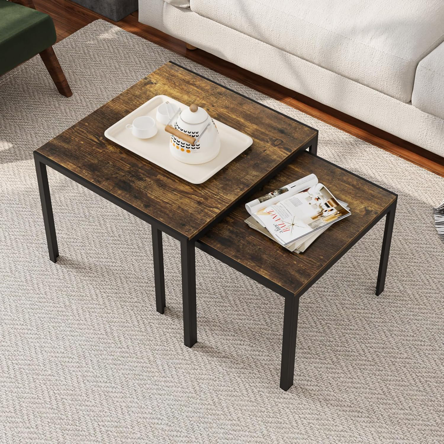 17 Stories Nested Coffee Table 2Piece Set Wayfair Canada