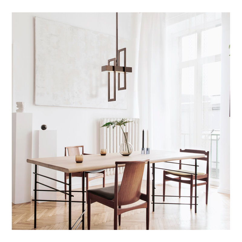 Luminaire suspendu géométrique à une lumière à DEL Saedi, Bronze noisette