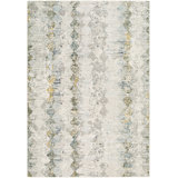 Abstract Machine Woven Polyester Area Rug in Light Gray