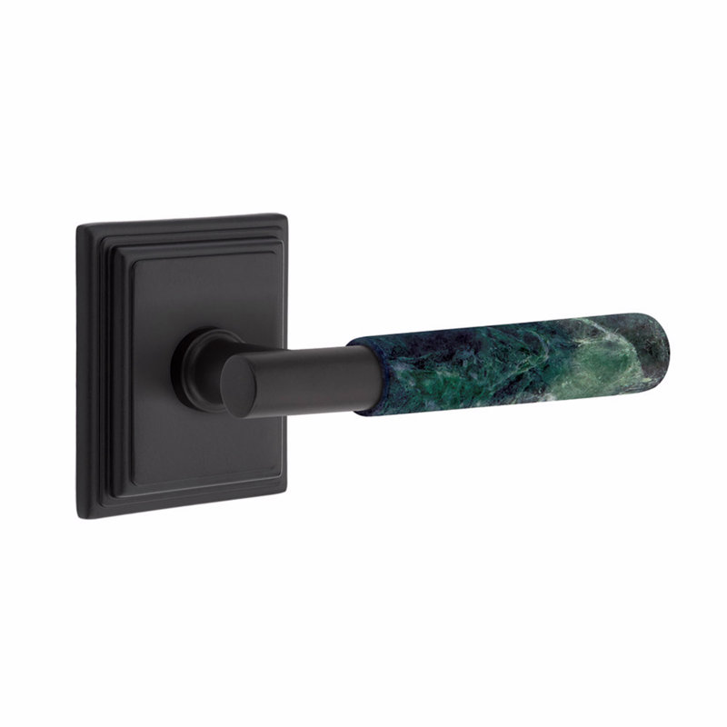 Select Round Passage (Hall & Closet) Door Lever with Square Rosette, Flat Black, Left