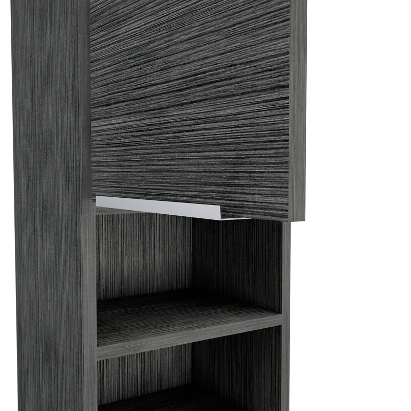 Medicine Single Door Cabinet  32" H, Two External Shelves, Two Interior Shelves, Gray