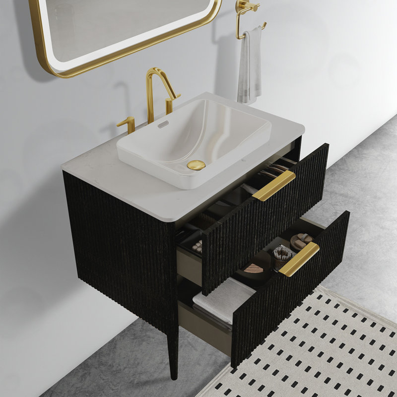 Bathroom Vanity with Ceramic Sink, Black