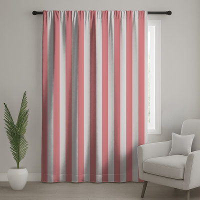 Pink Vertical Stripes Window Curtains, Striped Sheer & Blockout Curtains - 1 Panel