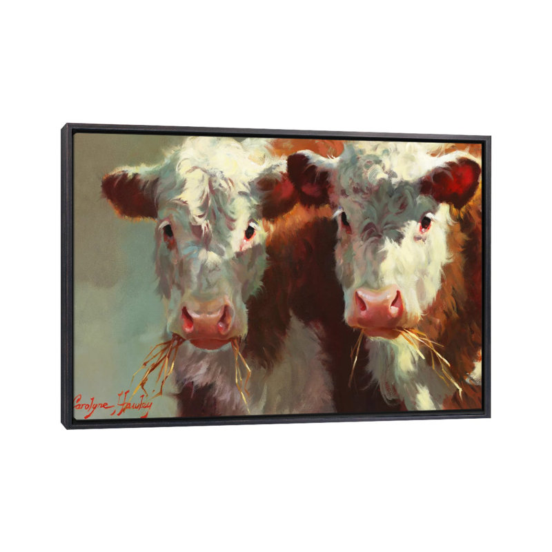Cow Velles, art encadré, H 18 po x l 26 po x P 1,5 po, Toile avec cadre noir patiné