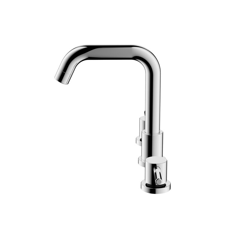 Robinets de salle de bain pour lavabo à 3 trous - Robinet de salle de bain chromé avec bonde escamotable