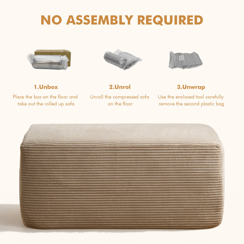 No Assembly Required of large-sized corduroy Ottoman modules,Matching modular sofa combination sofa, Corduroy Brown