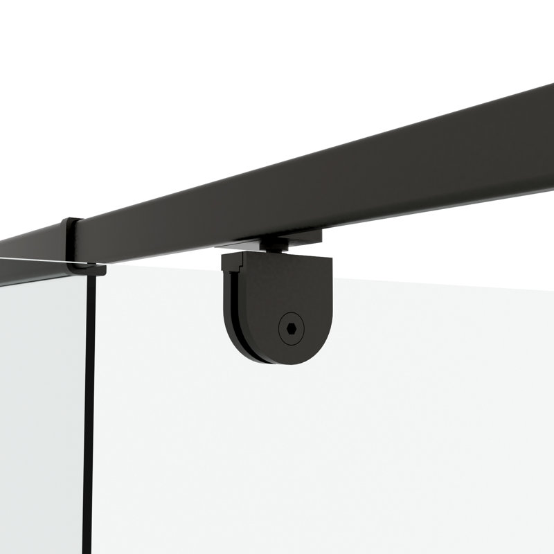 Pivot Frame Shower Door In Black Matte - 44-48" Width, 71" Height, 1/4" Tempered Glass, Stainless Steel Handle, Magnetic Close, Leakage Enclosure W, H, Leak Design