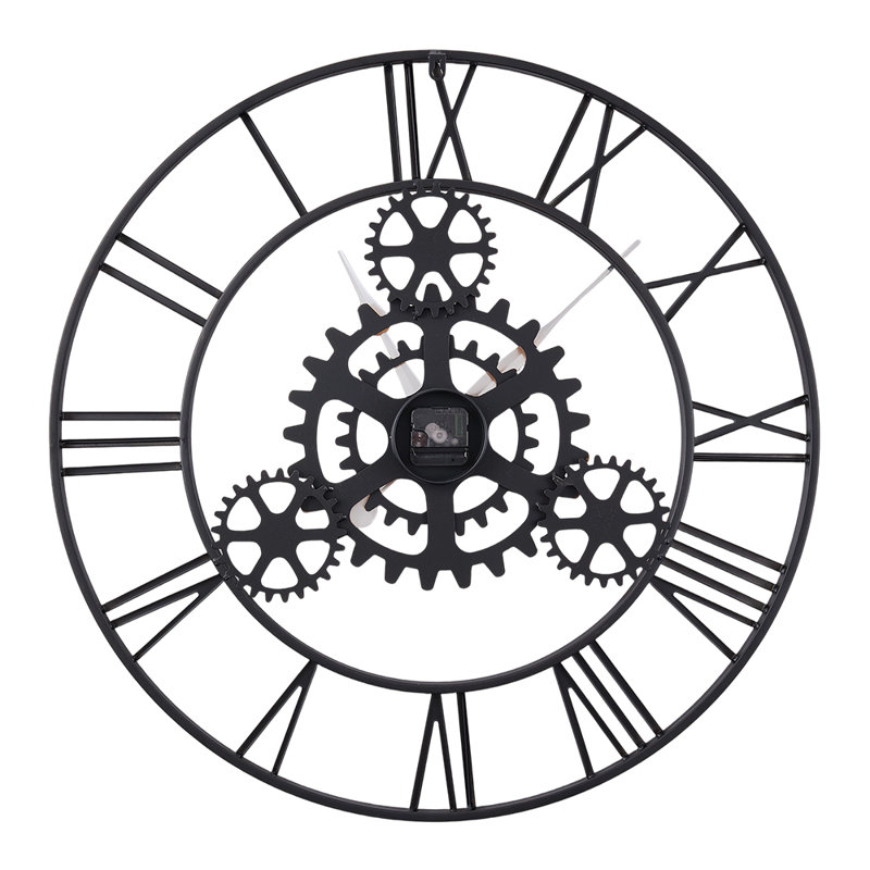 30 Inch Retro Non-Ticking Gear Wall Clock