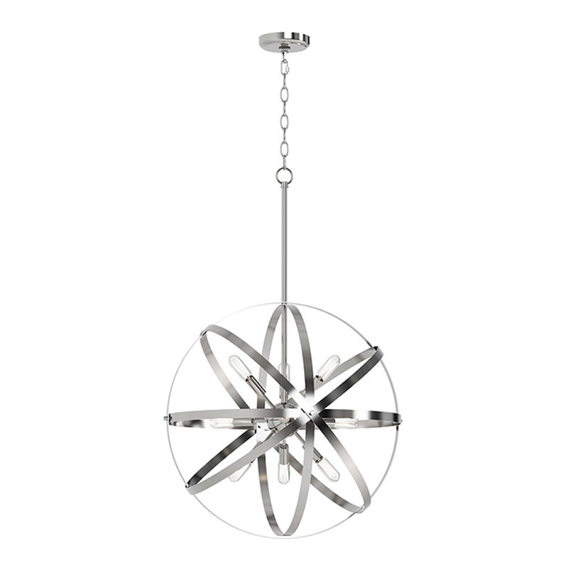 Kaston 9-Light 22” Wide Sphere Pendant Chandelier, Brushed Nickel