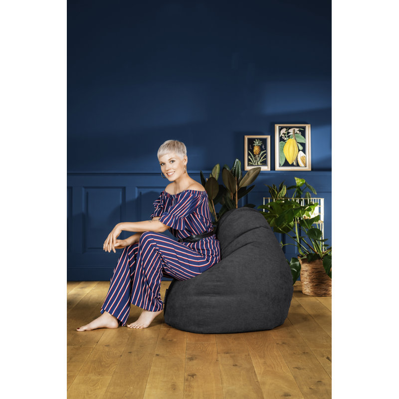 Fauteuil à billes Alfa, 100 % polyester noir