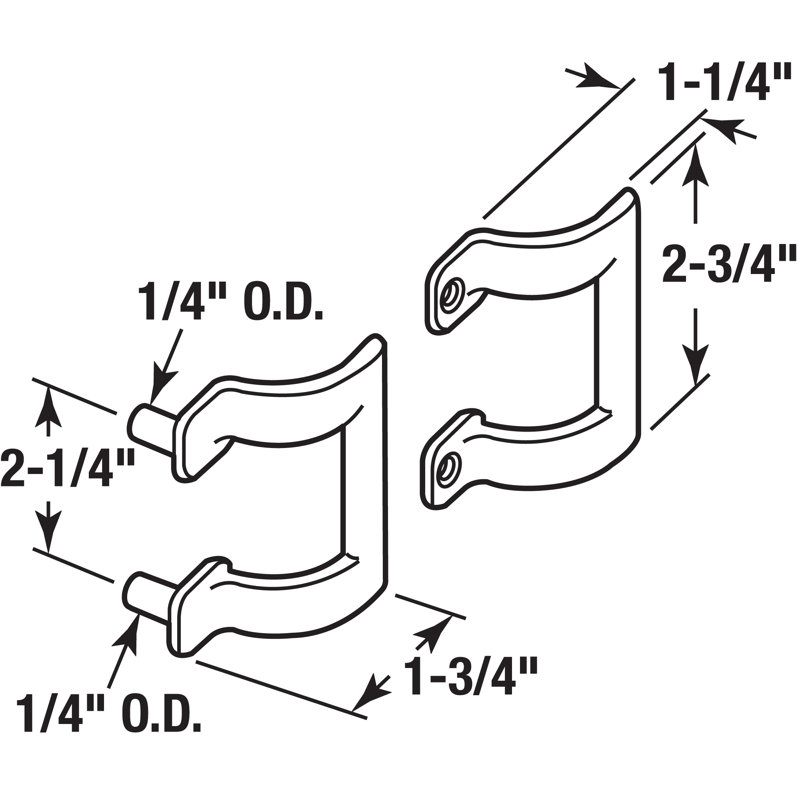 Ensemble de poignées de porte de douche en laiton brillant 2-1 / 4 po Prime-Line (paquet simple)