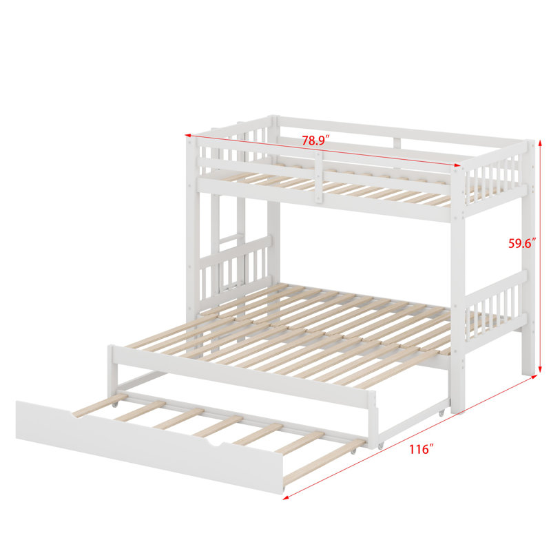 Pull-Out Bunk Bed With Trundle, White