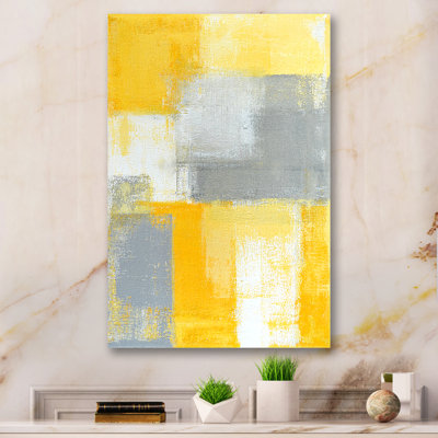 «Gray Meets Yellow Abstract Art», reproduction d'art sur toile