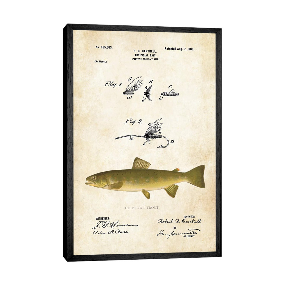 Brown Trout Fishing Lure von Patent77 - Leinwand-Giclée in der Galerie