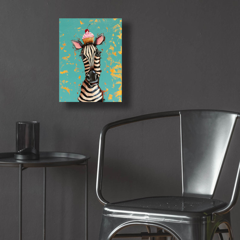 Epic Art «Zebra With Cherry Cupcake» par Lucia Ste «Zebra With Cherry Cupcake» par Lucia Stewart