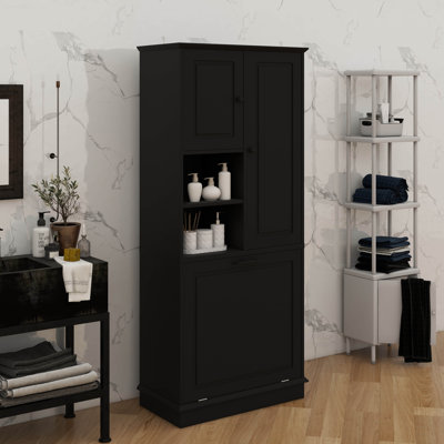 Grande armoire de rangement avec tablettes réglables et panier rabattable avec poignées Organisateur de grande capacité pour salle de bain, cuisine, salon et bureau