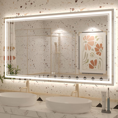 Miroir de salle de bain mural en verre trempé à l'avant et à l'arrière Molly