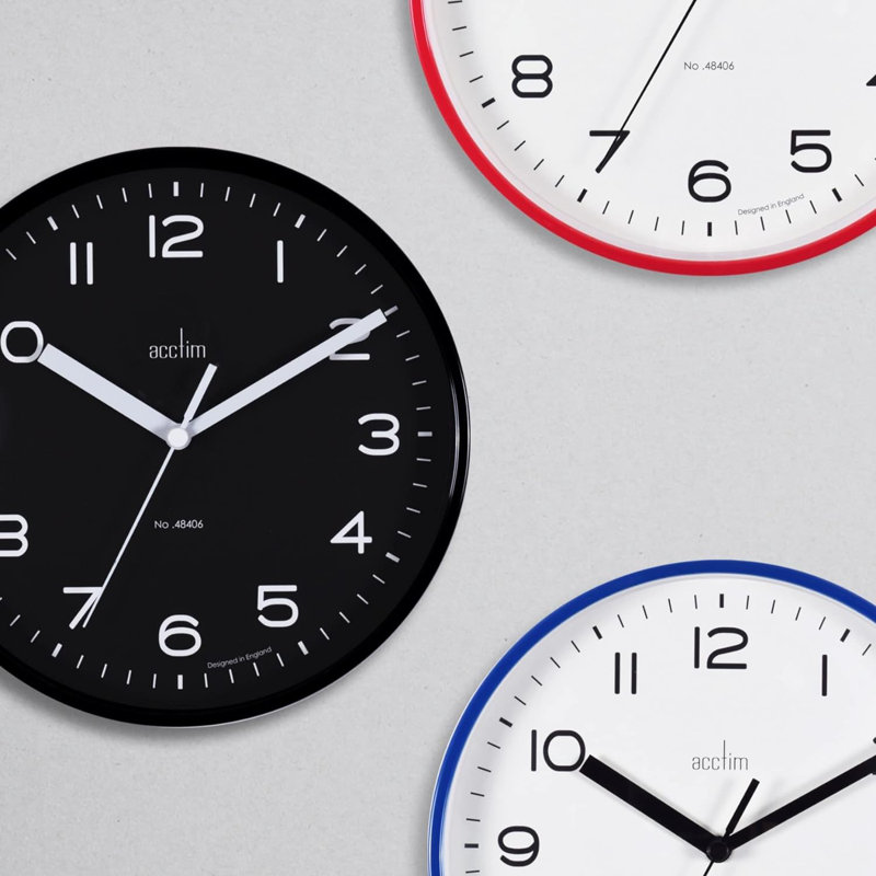 Acctim Runwell Small Wall Clock Quartz Slimline Case Raven 20cm