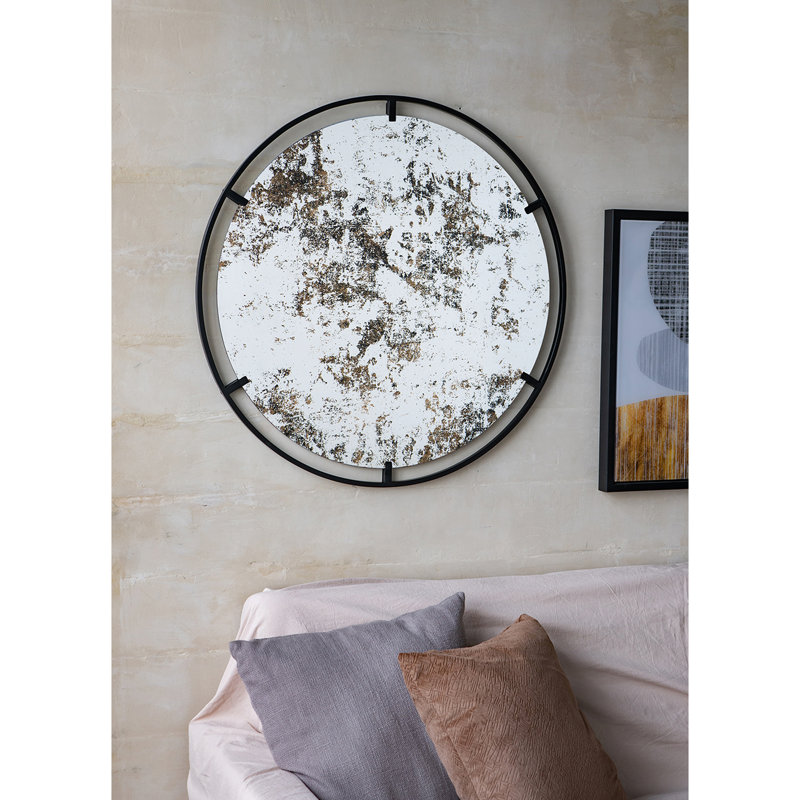 Miroir industriel mural en métal - 31,5 x 0,7 x 31,5 po, noir, 15,8 lb
