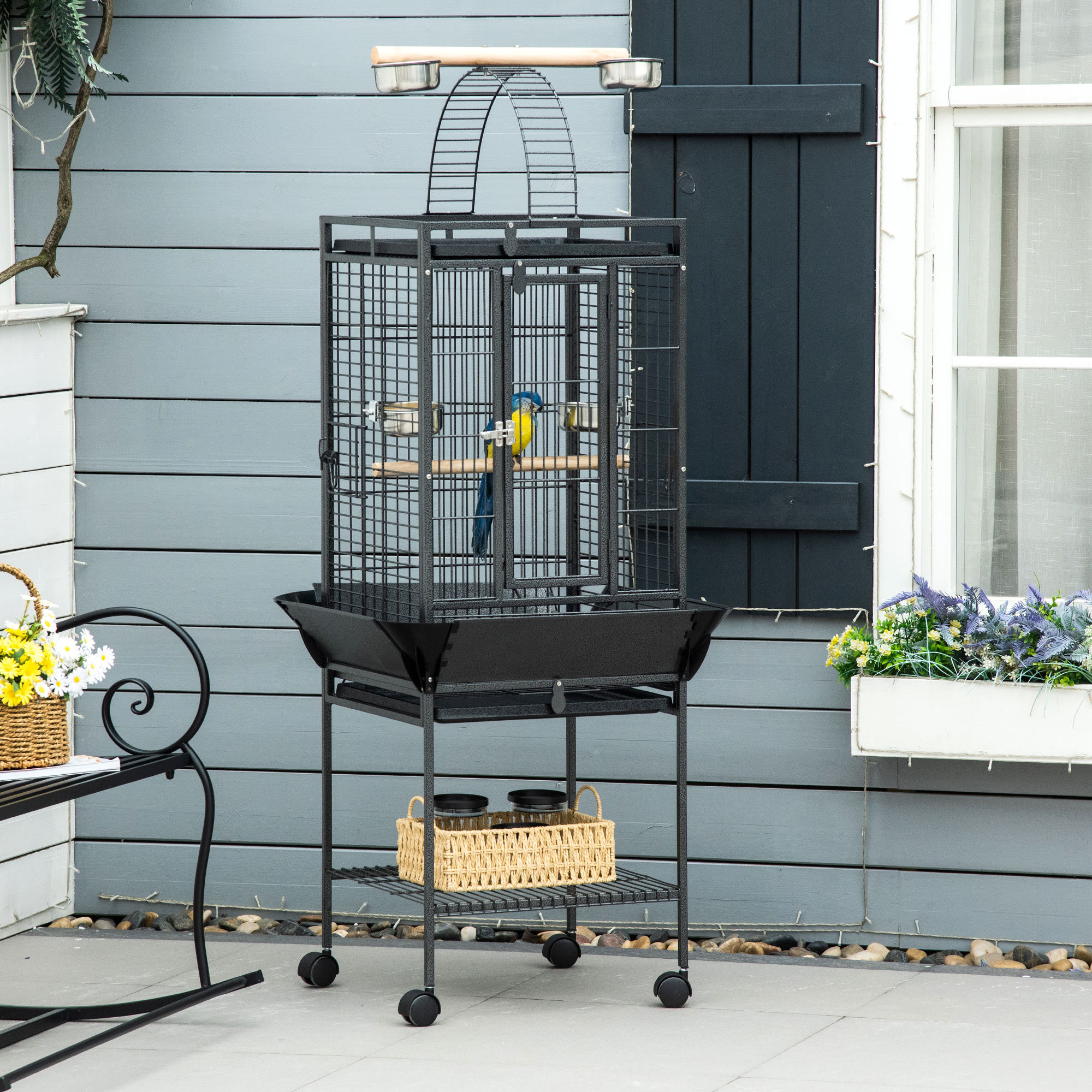 Tucker Murphy Pet™ 61.5 Inch Bird Cage Parakeet House For Finches, Budgies  With Stand, Pull Out Tray, Play Top, Storage Shelf, Wood Perch, Food  Container & Reviews - Wayfair Canada