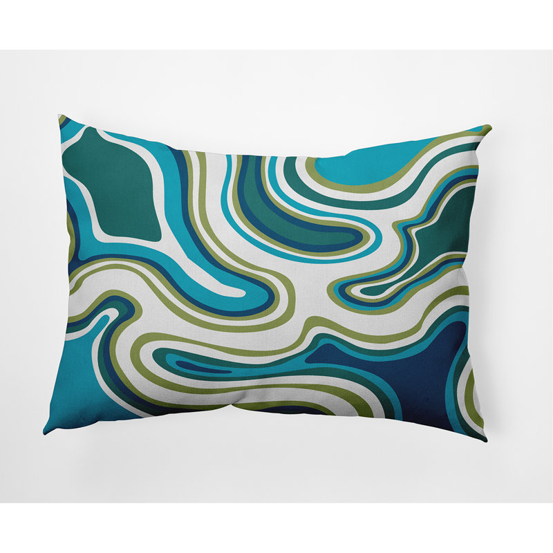 Housse de coussin d'extérieur carré Beach Insert Agate, H 14 po x l 20 po, Sarcelle