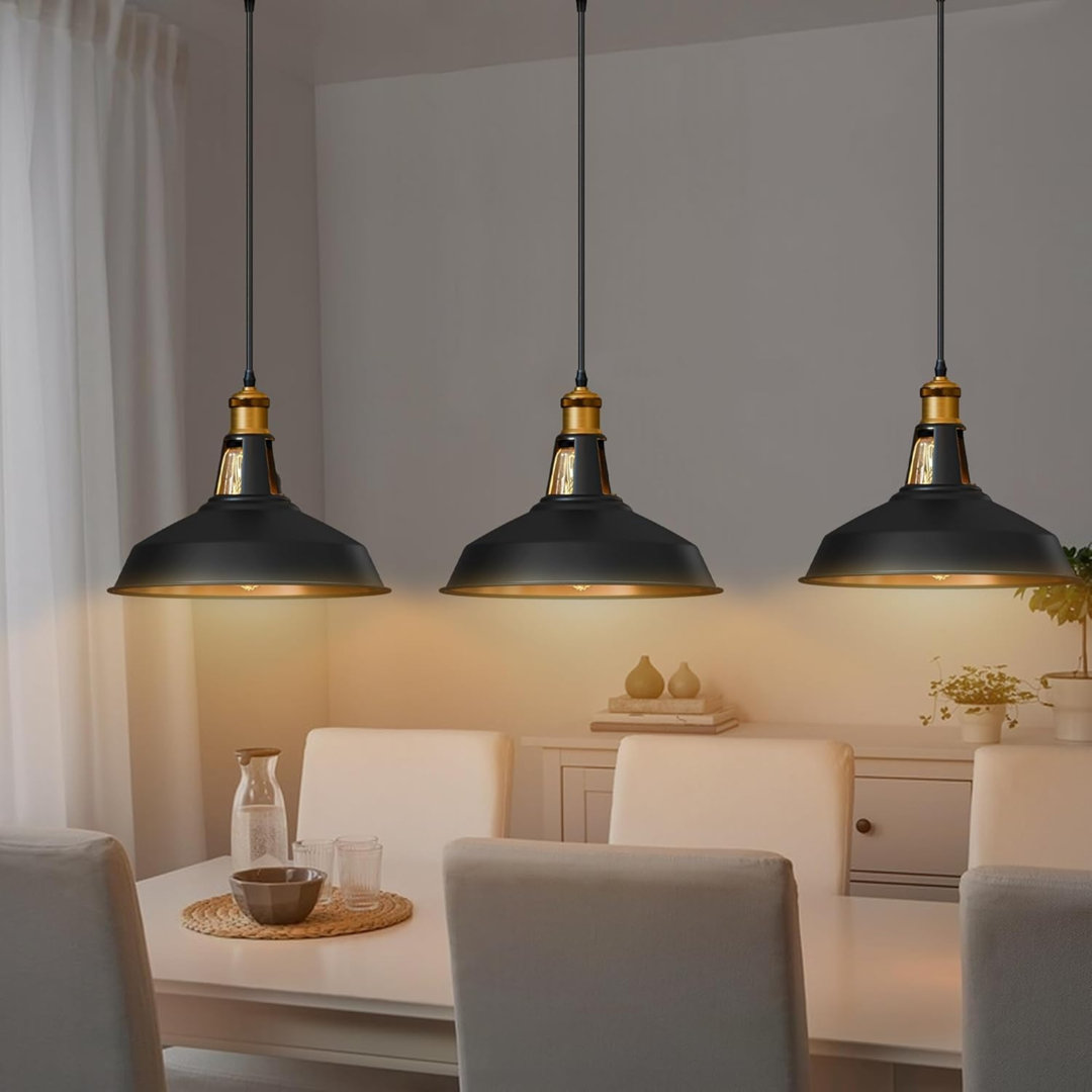 Annesa 1-Light Pendant –Black Inner Gold Industrial Modern Ceiling Light by Borough Wharf