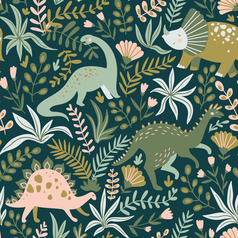 Carreau de papier peint 25 po Dinosaurs, L 2,09 pi x L 18,75 pi