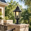 Grand lampadaire extérieur 21 po, structure en métal avec abat-jour en verre transparent, lampadaire noir pour barrière, clôture, jardin, allée et allée