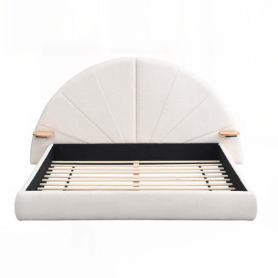Boucle Fabric Bed with Arched Shaped Headboard