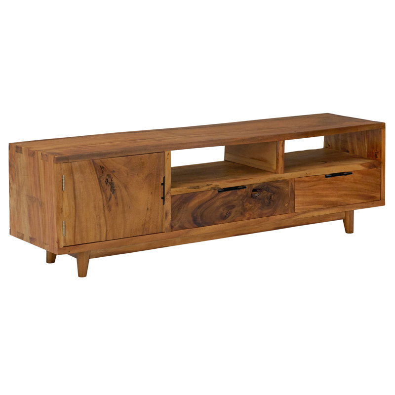 Centre multimédia en bois avec 1 porte et 2 tiroirs Massa