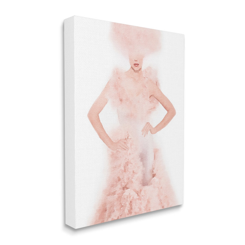 «Pink Fluffy Fashion Gown», impression graphique, H 20 po x l 16 po x P 1,5 po, Toile tendue