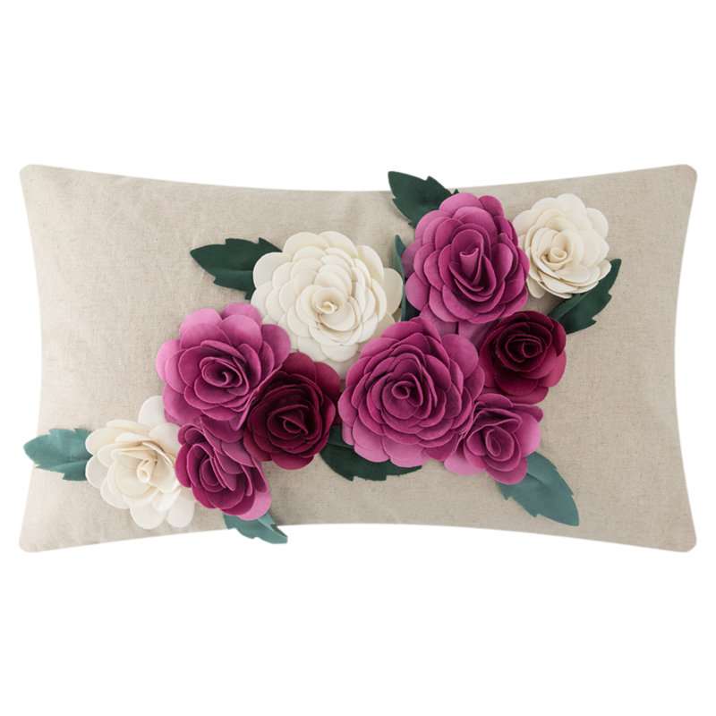 Housse de coussin décoratif, Rose / blanc