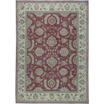 Tapis rouge et beige noué à la main de haute qualité