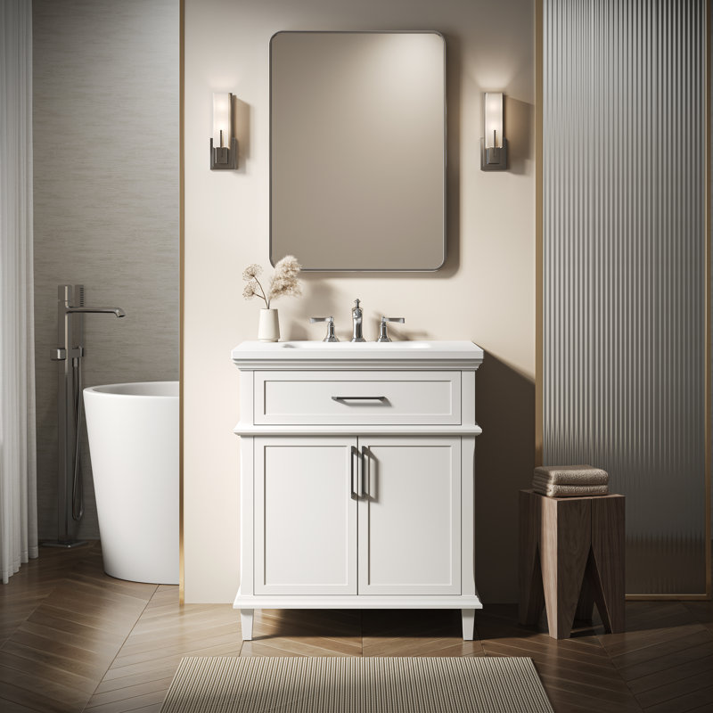 Velora 30 po X P 22 po Dessus de meuble-lavabo blanc D Everstone avec finition hygiénique non poreuse