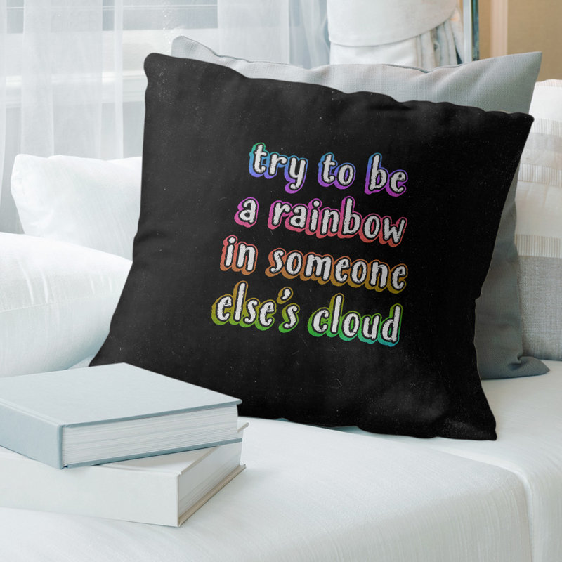 Essayez de devenir un coussin en arc-en-ciel, 26 po x 26 po, Arc-en-ciel