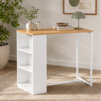 Table de salle à manger à hauteur de comptoir moderne avec 3 tablettes de rangement pour la cuisine, la salle à manger et le salon, blanc