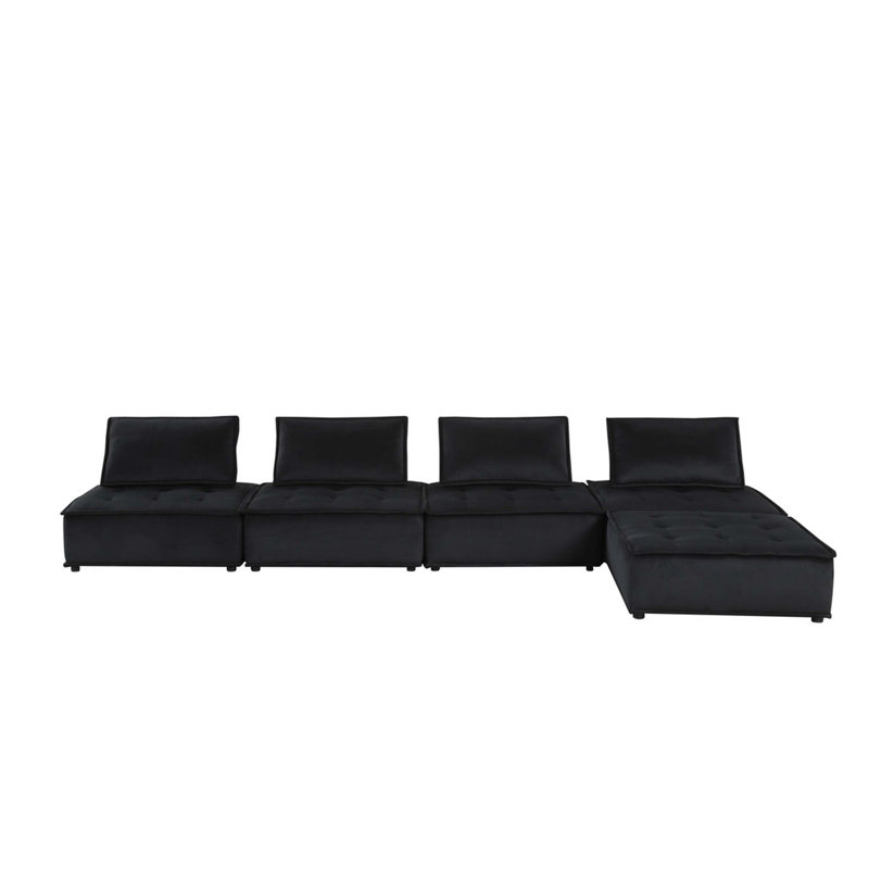 Modular Velvet Sectional Sofa with Tufted Seating