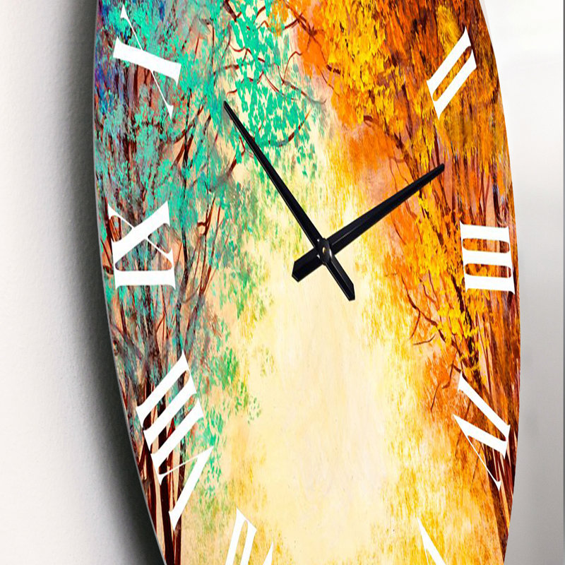 Arbre d'automne coloré dans un arbre de forêt - horloge murale, Moyen