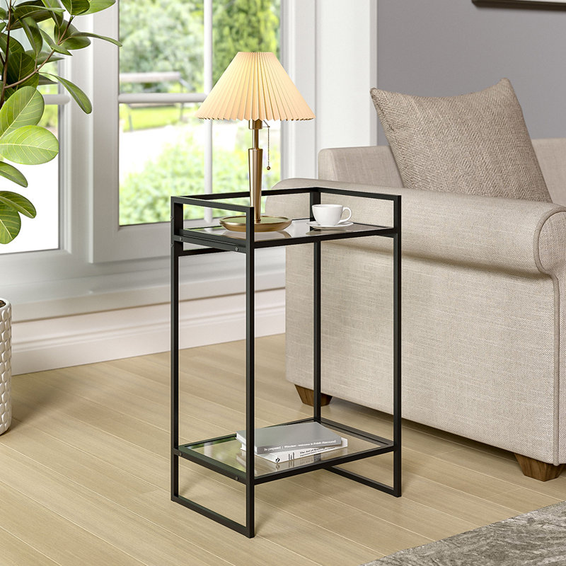Micheleen Glass Top Sled End Table