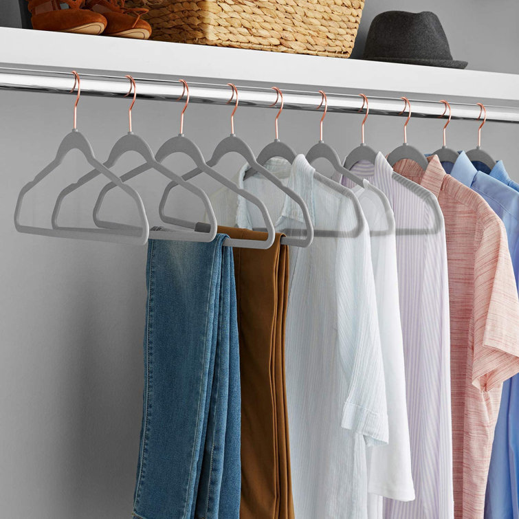 Daniels Velvet Hangers, Non Slip Standard Clothes Hanger Set, Heavy Duty Ivory Hangers (Set of 50) Rebrilliant Color: Gray