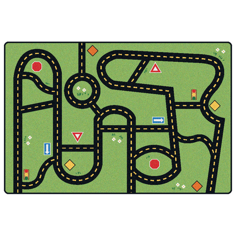 Tapis vert touffeté à motif géométrique Drive and Play, 3 pi x 4 pi 6 po