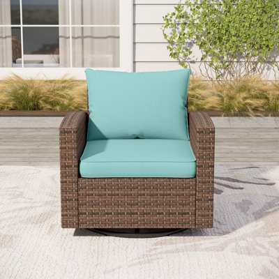 Outdoor Rattan Swivel Patio Chair with Cushions