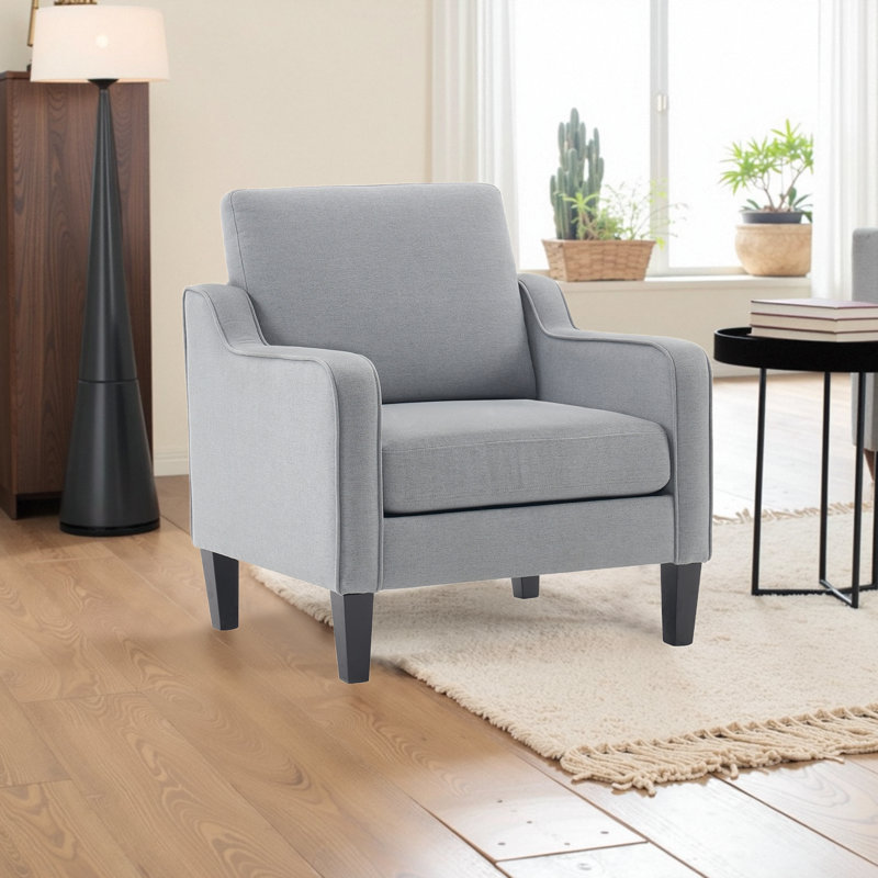 Fauteuil de 29,9 po de largeur Amaryia, Mélange de lin gris sel