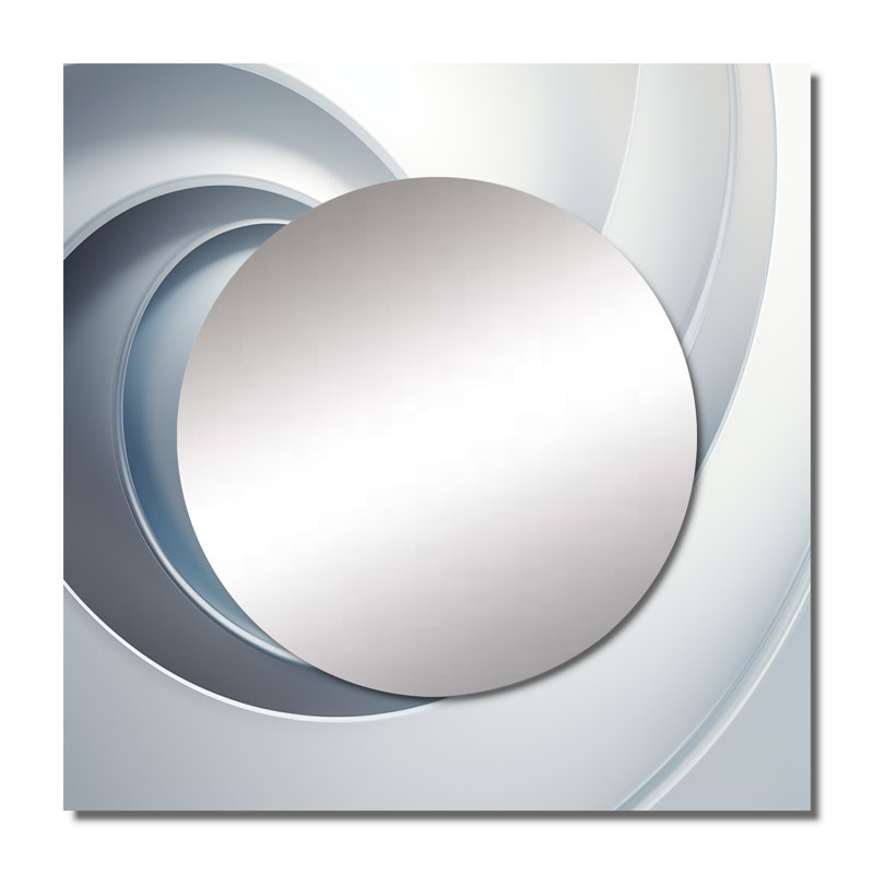 Ridenour - White Orbiting Overture Spiral Abstract Spirals Large Square Mirror For Wall Art Decor, 29" x 29"