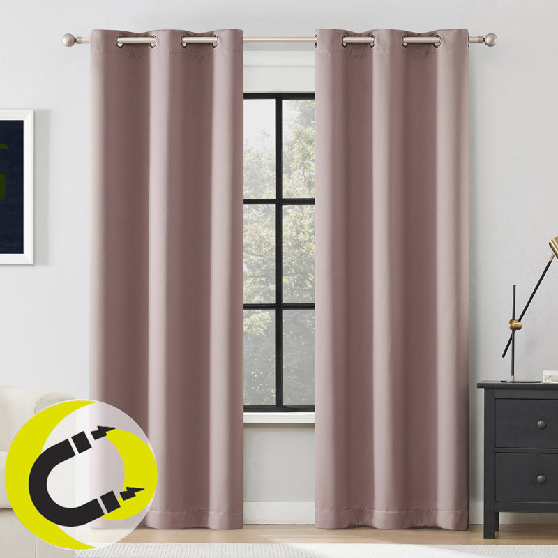 Sheridan Magnetic Closure 100% Blackout Grommet Curtain Panel, 40" W X 84" L, Mauve