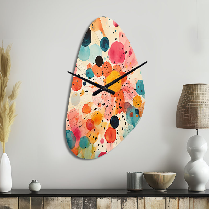 Horloge murale colorée Mid Century, Grand