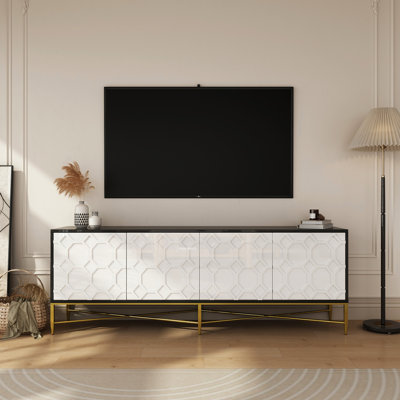 Contemporain noir et blanc, table basse, deux tiroirs, rangement pour documents de salon, meuble télé noir et quatre portes au design élégant, pièce, grande performance structurelle, grand support