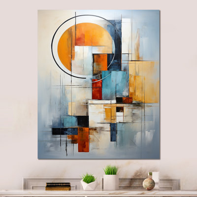 Orange et bleu cubisme Assemblage I - collage abstrait en métal, art mural dans le salon